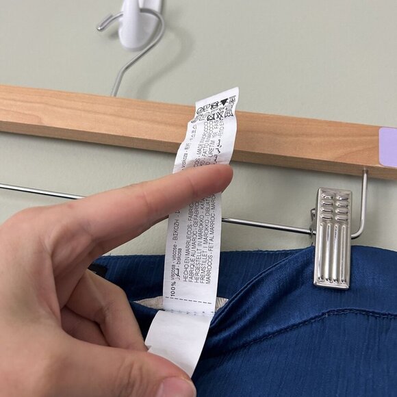 Zara Blue Satin Effect Blogger's Favorite Trouser Pants Women's Size Medium M - Picture 6 of 9